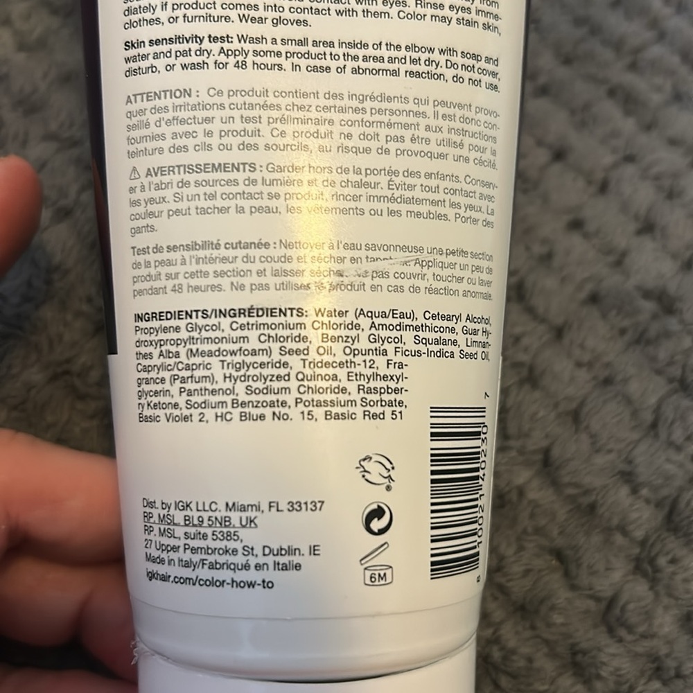 NWT.  IGK Color - Color Depositing Mask - Intense Violet.  6.0 fl oz - Picture 3 of 3